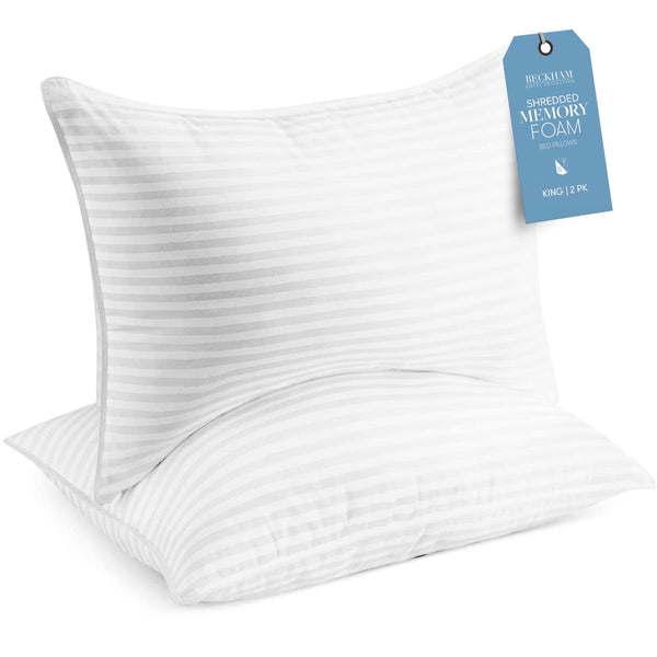 BECKHAM HOTEL COLLECTION KING SIZE ADJUSTABLE FILL PILLOWS SET OF 2 - WHITE - Like New
