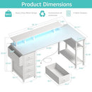 LUFEIYA WHITE L SHAPED COMPUTER DESK WITH FABRIC DRAWERS 55 INCH - WHITE - Like New