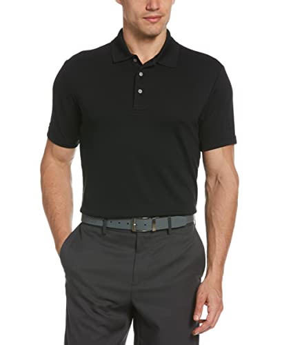 PGA TOUR Men's Airflux Solid Mesh Short Sleeve Golf Polo Shirt Black L - Brand New