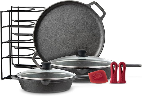 Cuisinel Cast Iron Cookware Set 9 Pieces Pre-Seasoned Kit CB-501 - Black Like New