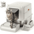 FURKID FULLY ENCLOSED STAINLESS STEEL CAT LITTER BOX FURKID DOG-PROOF - BEIGE - Like New