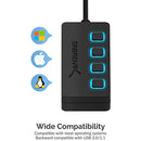 SABRENT 4-PORT USB 3.0 HUB WITH INDIVIDUAL LED POWER SWITCHES HB-UM43 - BLACK - Like New