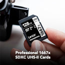 Lexar 128GB Professional 1667x SD Card, UHS-II, C10, U3, V60, Full HD, 4K - Brand New
