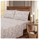 KATHY IRELAND HOME 100% TURKISH COTTON FLANNEL TOILE SHEET SET, QUEEN - GRAY - Like New