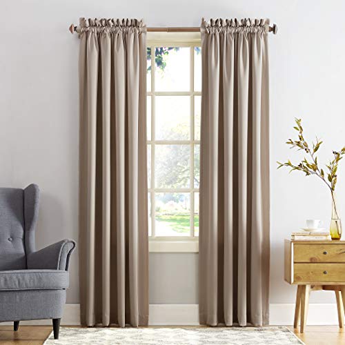 SUN ZERO BARROW ENERGY EFFICIENT ROD POCKET CURTAIN PANEL PAIR - STONE - Brand New