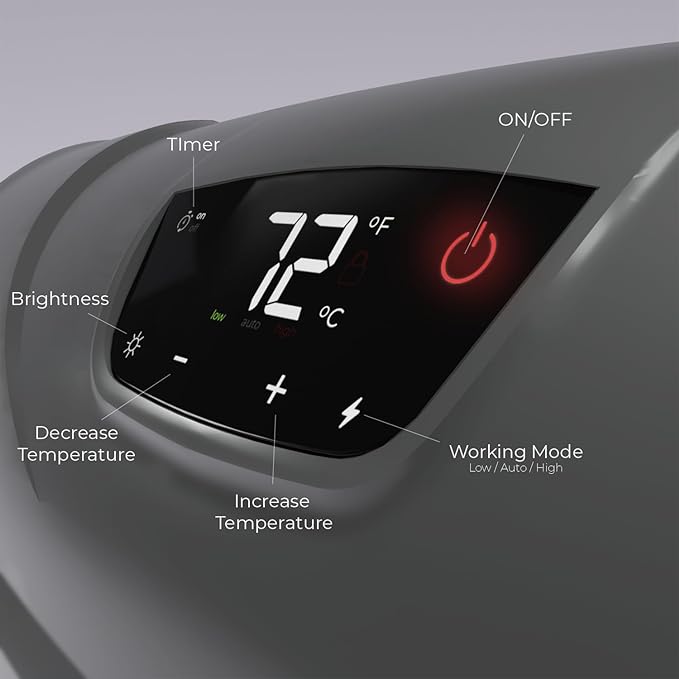 Heat Storm Touch Screen 1500 Watt Infrared Space Heater Wall Mounted - GREY Like New