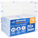 Medline Ultrasorbs Advanced Extra Strength Drypads 30" x 36" 70 Count - Brand New