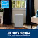 GE 50-PINTS FOR WET ROOMS UP TO 4500 SQ. FT. RESIDENTIAL DEHUMIDIFIER - GRAY - Like New