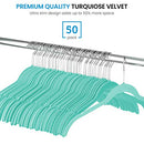 ZOBER PREMIUM VELVET SHIRT HANGERS 50 PACK CLOTHES NON SLIP - TURQUOISE - Like New