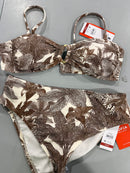 SOFIA BY SOFIA VERGARA RING FRONT BANDEAU BIKINI SIZE M - WILD KINGDOM/BROWN - Brand New