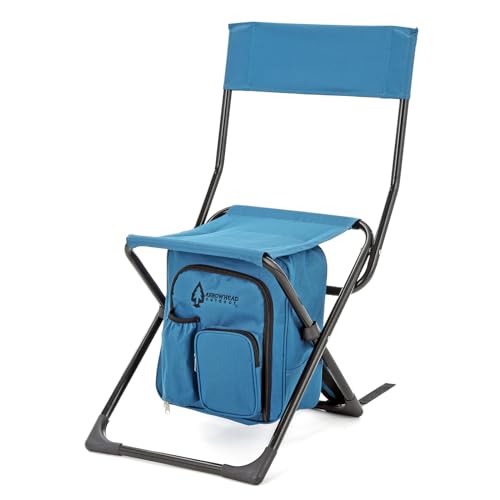 ARROWHEAD OUTDOOR MULTI-FUNCTION 3-IN-1 CAMP CHAIR: BACKPACK STOOL COOLER - BLUE - Like New