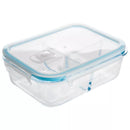 LEXI HOME 51 OZ. 3-COMPARTMENT BOROSILICATE GLASS FOOD STORAGE - CLEAR/BLUE - Brand New