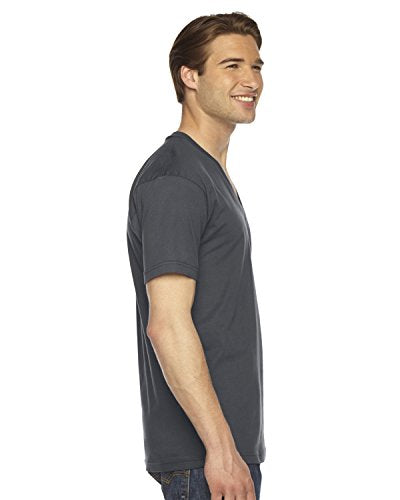 AMERICAN APPAREL UNISEX FINE JERSEY SHORT-SLEEVE V-NECK - SIZE: XL - ASPHALT - Like New