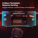 HLONONE Gaming Desk, 140 x 60 cm, Gaming Table, Sturdy PC Desk - BLACK - Like New