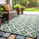 Shilucheng Outdoor Rug, 9x12, Green/White - Brand New
