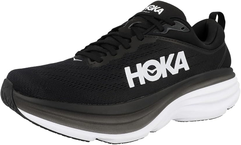 1127952 HOKA ONE ONE Womens Bondi 8 Textile Black/White 9.5 - Like New