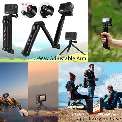 HONGDAK - ACTION CAMERA ACCESSORIES KIT FOR GOPRO HERO 12 11 10 9 - BLACK Like New