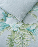 TOMMY BAHAMA FLORAL ENCHANTMENT REVERSIBLE 3-PIECE KING DUVET - LIGHT BLUE/AQUA - Like New