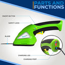 SereneLife Cordless Handheld Grass Cutter Shears, Portable 3.6V Battery - Green - Like New