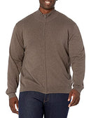 AMAZON ESSENTIALS MEN'S FULL-ZIP COTTON SWEATER SIZE LARGE - BROWN HEATHER - Brand New
