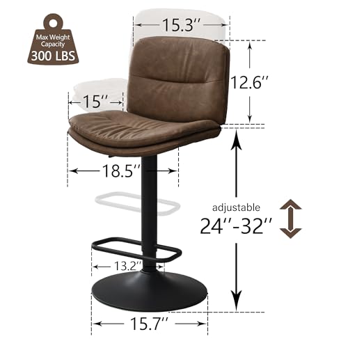 FIRAVOE SWIVEL BAR STOOLS SET OF 4, DOUBLE-LAYER UPHOLSTERED COUNTER - TAN - Like New