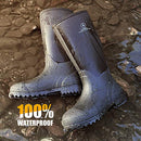 Dark Lightning Rubber Boots Waterproof Muck Rain with Steel Shank, Size 11 - Brand New