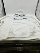 CHAMPION POWERBLEND HOODIE, FULL SCRIPT LOGO - SIZE: MEN XL - WHITE - Brand New