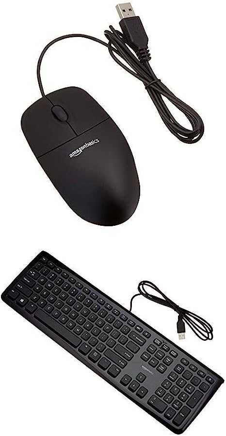 Amazon Basics Keyboard and 3-Button USB Mouse Combo HK3069 - Black Like New
