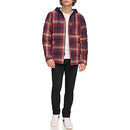 LEVI'S MEN'S PLAID SHERPA LINED HOODED SHIRT JACKET SIZE MEN L RED OMBRE - Like New