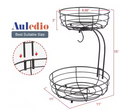 ANQTOVP 64 OZ. 2-TIER IRON COUNTERTO VEGETABLES BASKET BOWL STORAGE - BLACK - Like New