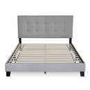FURINNO LAVAL BUTTON TUFTED UPHOLSTERED PLATFORM BED FRAME, QUEEN, GLACIER.GRAY - Like New