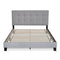 FURINNO LAVAL BUTTON TUFTED UPHOLSTERED PLATFORM BED FRAME, QUEEN, GLACIER.GRAY - Like New