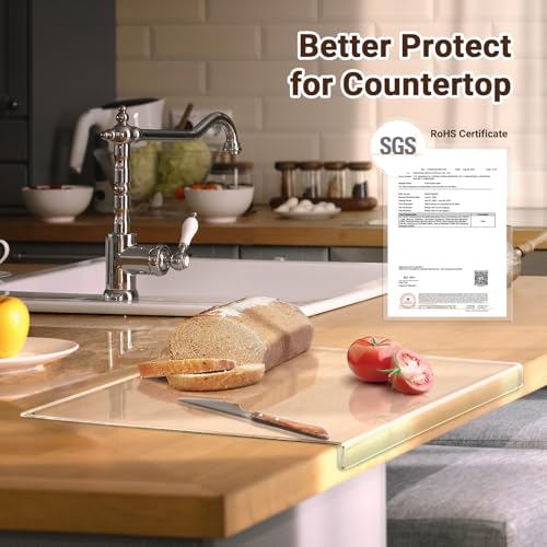 Acrylic Cutting Board Counter Lip 17.5x13.5 Inch Clear Kitchen Board - Clear - Like New