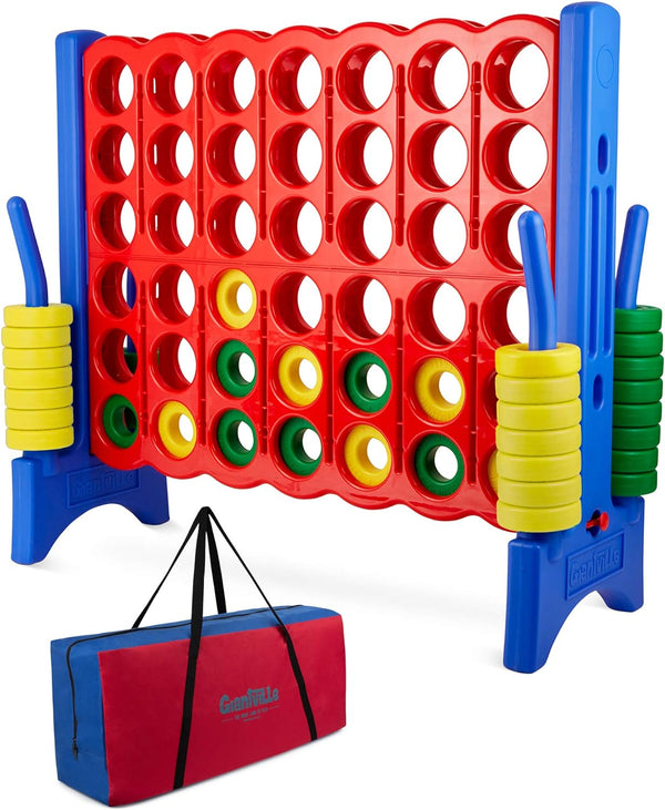 Giantville Giant 4 in a Row Connect Game 4'x3.5' - Storage Carry Bag -RED/BLUE Like New