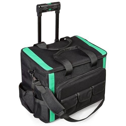 AMAZON BASICS 20 POCKETS DENALI TOOL ROLLING BAG, BLACK/GREEN - DLB03 - Like New