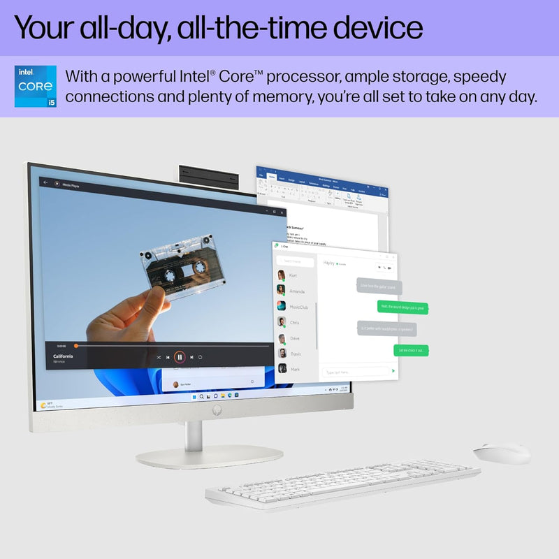 HP AIO Desktop PC, 27" FHD i5-1335U 16GB 512GB SSD, 27-cr0070 (2023) - White - Like New