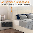 LIFE SKY LIFESKY QUEEN BED FRAME WITH STORAGE, UPHOLSTERED PLATFORM - WHITE - Like New