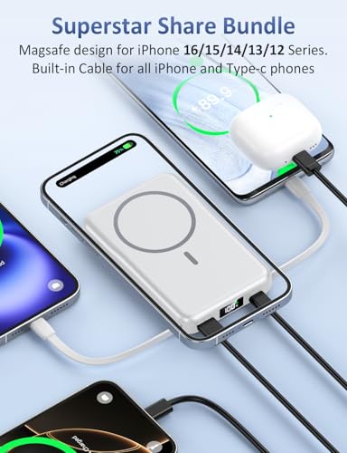 AOBBOW FOR MAGSAFE BATTERY PACK 5 IN 1 PORTABLE CHARGER W17 - WHITE - Like New
