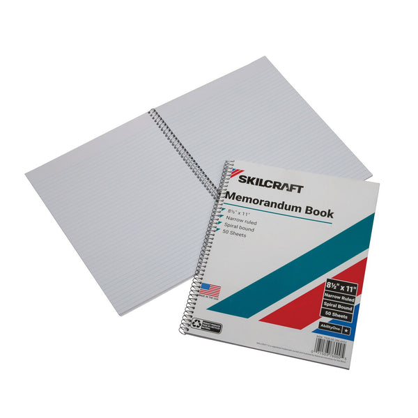 SKILCRAFT MEMORANDUM NOTEBOOKRULED SPIRAL-BOUND 8-1/2" W X 11" L  - MULTICOLOR - Brand New