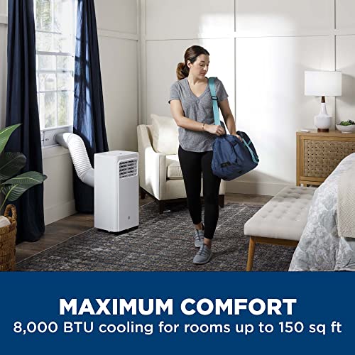 GE APPLIANCES 8,000 BTU PORTABLE AIR CONDITIONER ROOM UP TO 150 SQ FT WHITE - Like New