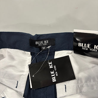 BLUE ICE MEN'S SLIM FIT STRETCH BELTED CARGO SHORTS - SIZE: MEN 32 - NAVY - Brand New
