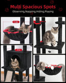 AECHONOW LARGE CAT TREE FLOOR TO CEILING FOR ADULT CATS, 86IN-108IN - BLACK - Like New