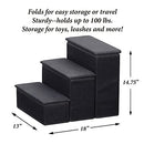Etna 3-Step Pet Steps with Storage Fold Away Pet Stairs for Dogs Cats - Black - Brand New