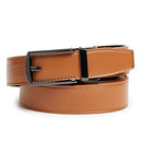 CARLO FELLINI LEATHER RATCHET BELT MEN – ADJUSTABLE - TAN BELT BLACK BUCKLE - Like New