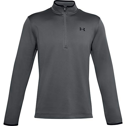 UNDER ARMOUR MEN'S ARMOUR FLEECE 1/2 ZIP T-SHIRT PITCH GRAY/BLACK SIZE SMALL - Brand New