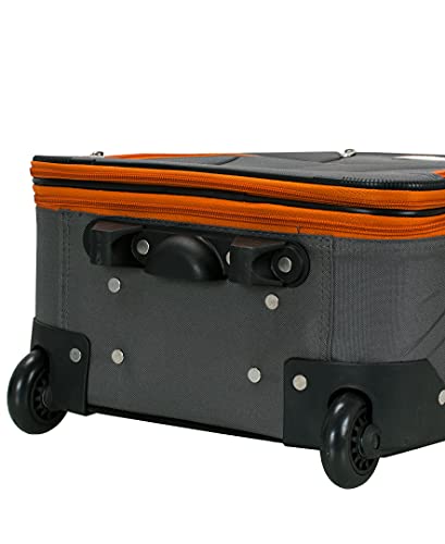 ROCKLAND JOURNEY SOFTSIDE UPRIGHT LUGGAGE SET, 4-PIECE - CHARCOAL/ORANGE - Brand New
