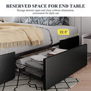 Allewie Queen Size Platform Bed Frame with 3 Storage Drawers, Faux Leather - Like New