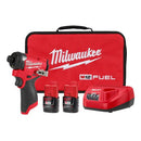 MILWAUKEE ELECTRIC M12 FUEL. 1/4 HEX IMPACT DRIVER KIT 3453-22 - RED/BLACK - Like New