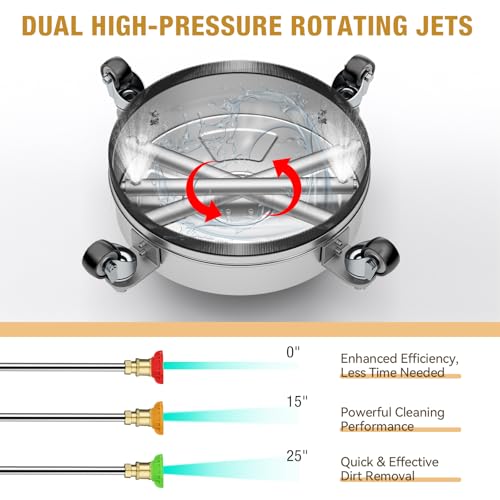 NEZION 14" PRESSURE WASHER SURFACE 4 WHEELS, STAINLESS STEEL HOUSING 4000 PSI - Like New