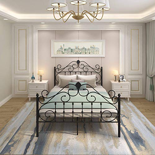 SUPBED METAL PLATFORM FULL BED FRAME WITH HEADBOARD AND FOOTBOARD - MATTE BLACK - Like New